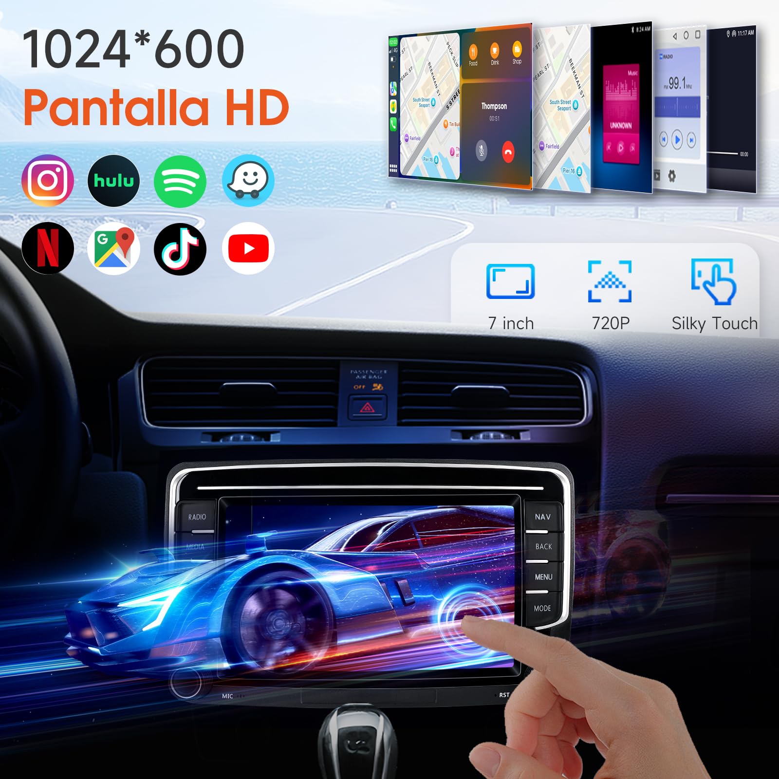 Haudio Coche Radio 2 DIN con Apple CarPlay y Android Auto, 7 Pulgadas Coche Pantalla con Canbus,Bluetooth, Mirror Link,WiFi, FM/Am/RDS/SWC Car Estéreo para VW Golf 6,Passat,Polo, Tiguan,Jetta & Skoda