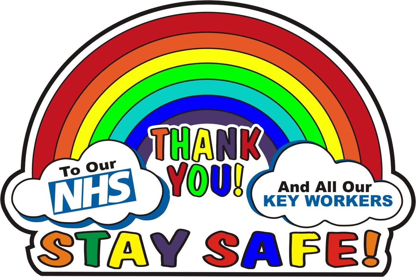 Buy Pinhead NHS Key Workers Stay Safe Rainbow Car Window Sticker Also