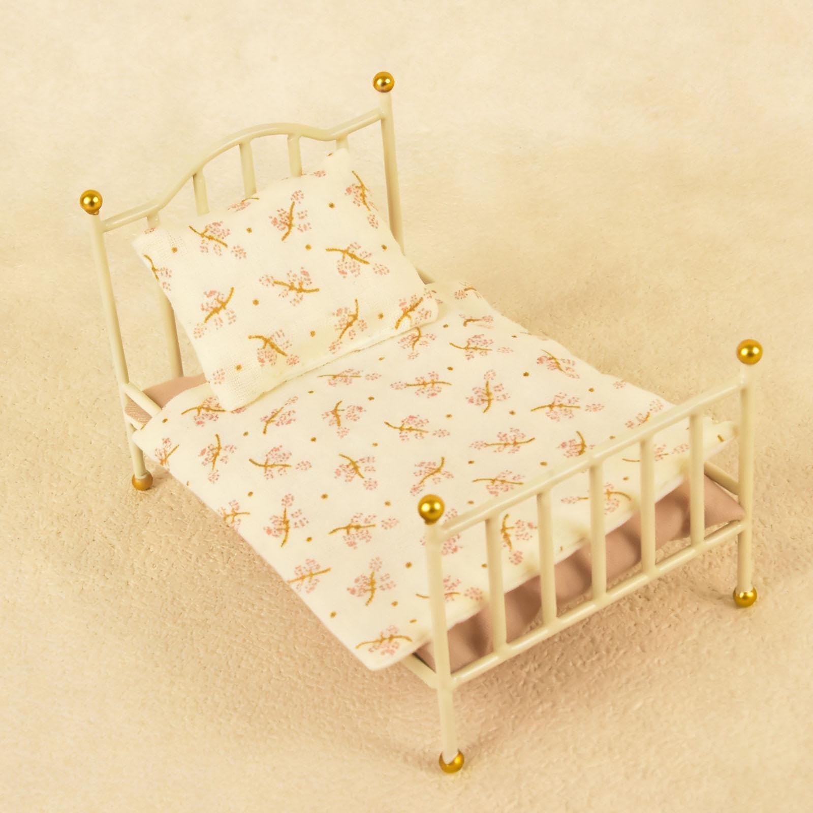 Milageto Mobilier de maison de poupée miniature, lit, décor micro-, mini-ornements, accessoires de maison de poupée, modèles de meubles de chambre à, Blanc