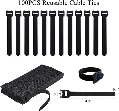 Miniatura 2 de 100 bridas reutilizables para cables, gestión de cables multiusos para cables de carga eléctrica, bridas para cables, correas de cables, ajustables,