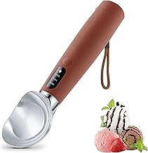 VRAIKO Heated Ice Cream Scoop | Hot Ice Cream Scoop with 3 Adjustable Heat Levels - 50/60/70℃, LED Display, 2600mAh Capacity, Rechargeable | for Hard Ice Cream and More (Brown)