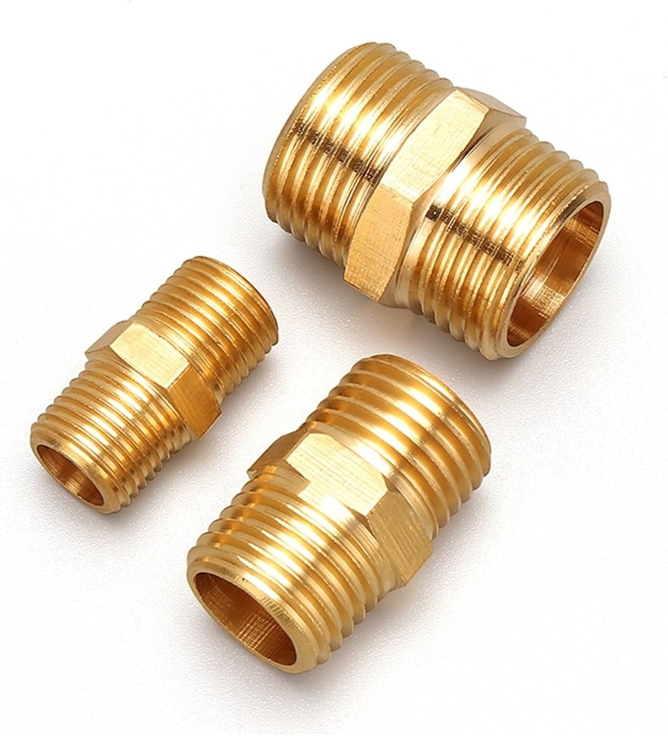 Brass Pipe Hex Nipple Fitting Quick Coupler Adapter 1/8 1/4 3/8 1/2 3/4 1 BSP Male to Male Thread Water Oil Gas Connector (Color : 3-4fen)