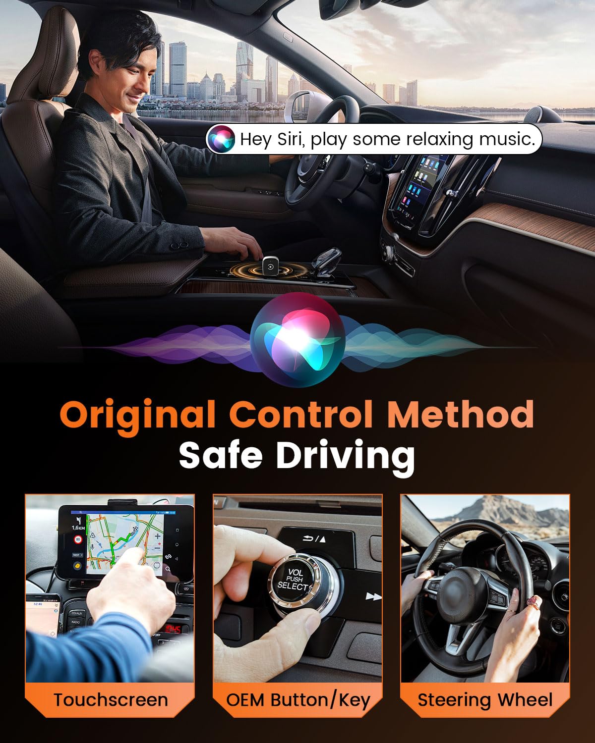 Wireless Apple CarPlay Adapter für iPhone, Kabelloser CarPlay Dongle mit Bluetooth 5.3 & 5.8GHz WiFi, Plug & Play Auto Adapter für Fahrzeuge mit kabelgebundenem CarPlay, Automatische Verbindung