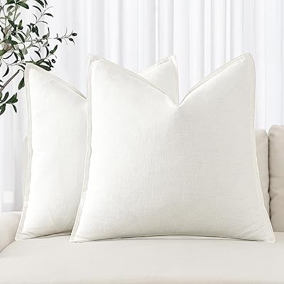 MIULEE Pack of 2 Corduroy Decorative Throw Pillow Covers 18x18 Inch Soft Boho Striped Pillow Covers Modern Farmhouse Home Decor for Sofa Living Room Couch Bed Cream White