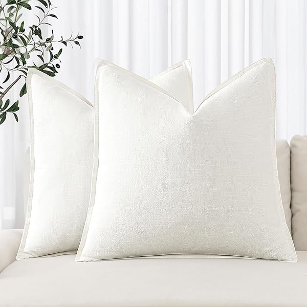MIULEE Pack of 2 Corduroy Decorative Throw Pillow Covers 18x18 Inch Soft Boho Striped Pillow Covers Modern Farmhouse Home Decor for Sofa Living Room Couch Bed Cream White
