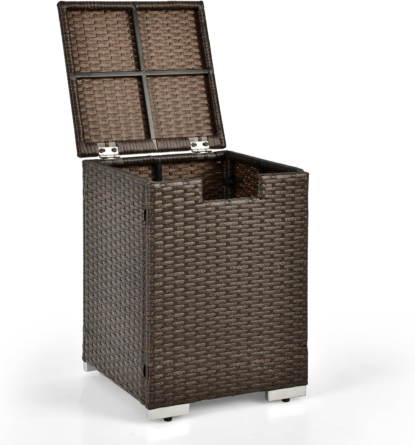 COSTWAY Outdoor Fire Pit Table Set, 40000 BTU Rattan Fire Pit Table