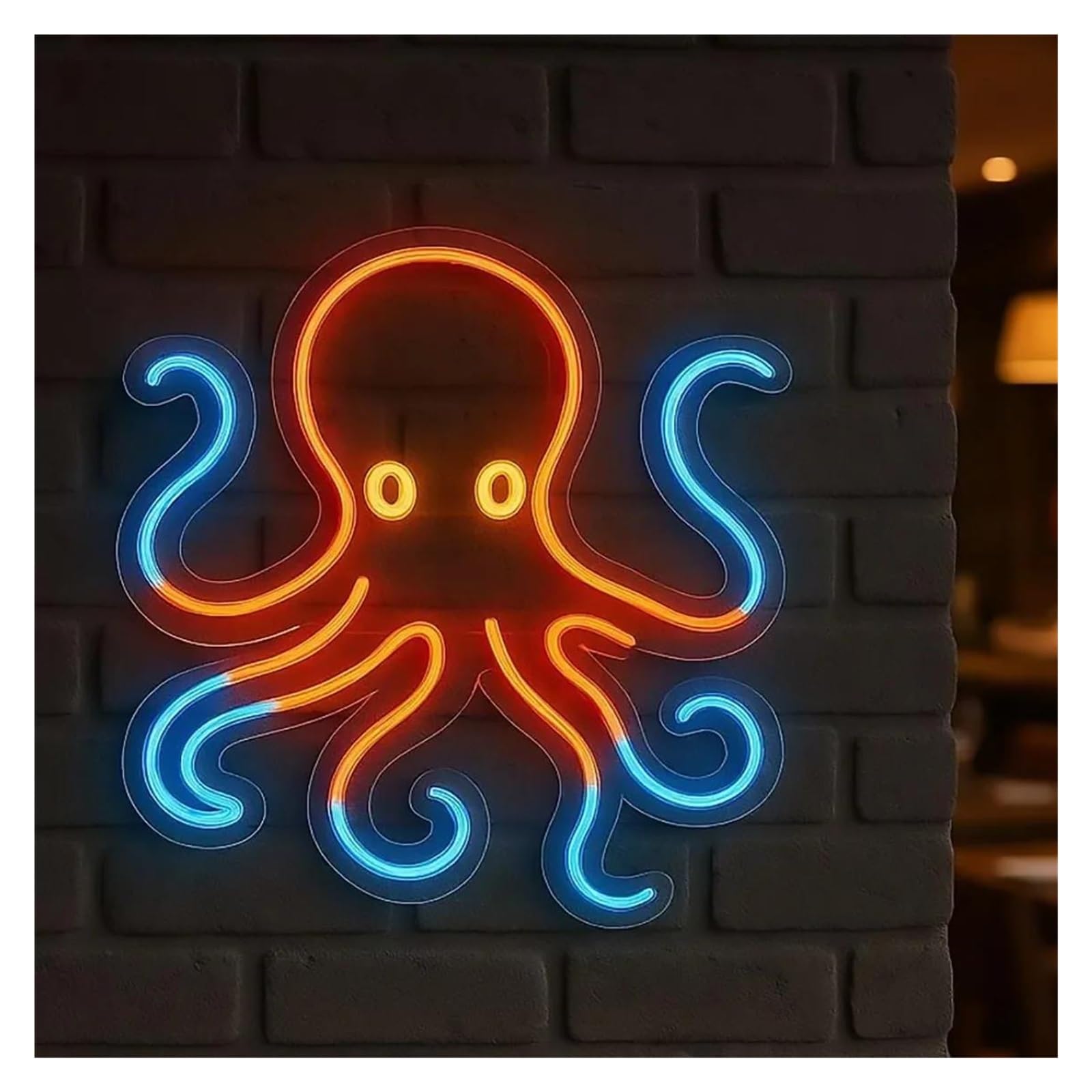 Rongch One Color Hanging Art Signs Octopus Neon Sign For Seafood Restaurant, Sushi Bar & Market Decor, Ocean Theme Led Wall Art 40Cm