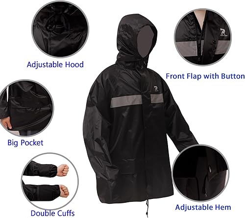 Miniatura 2 de RainRider Trajes de lluvia para hombres y mujeres, impermeable, chaqueta de lluvia de pesca, pantalones con peto, ligeros, reflectantes, equipo de