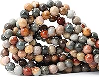 Vista 61 de 60 cuentas redondas sueltas de piedra dálmata natural de 0.236 pulgadas (0.236 in) para hacer joyas, hallazgos de bricolaje, 1 hebra de 15 pulgadas