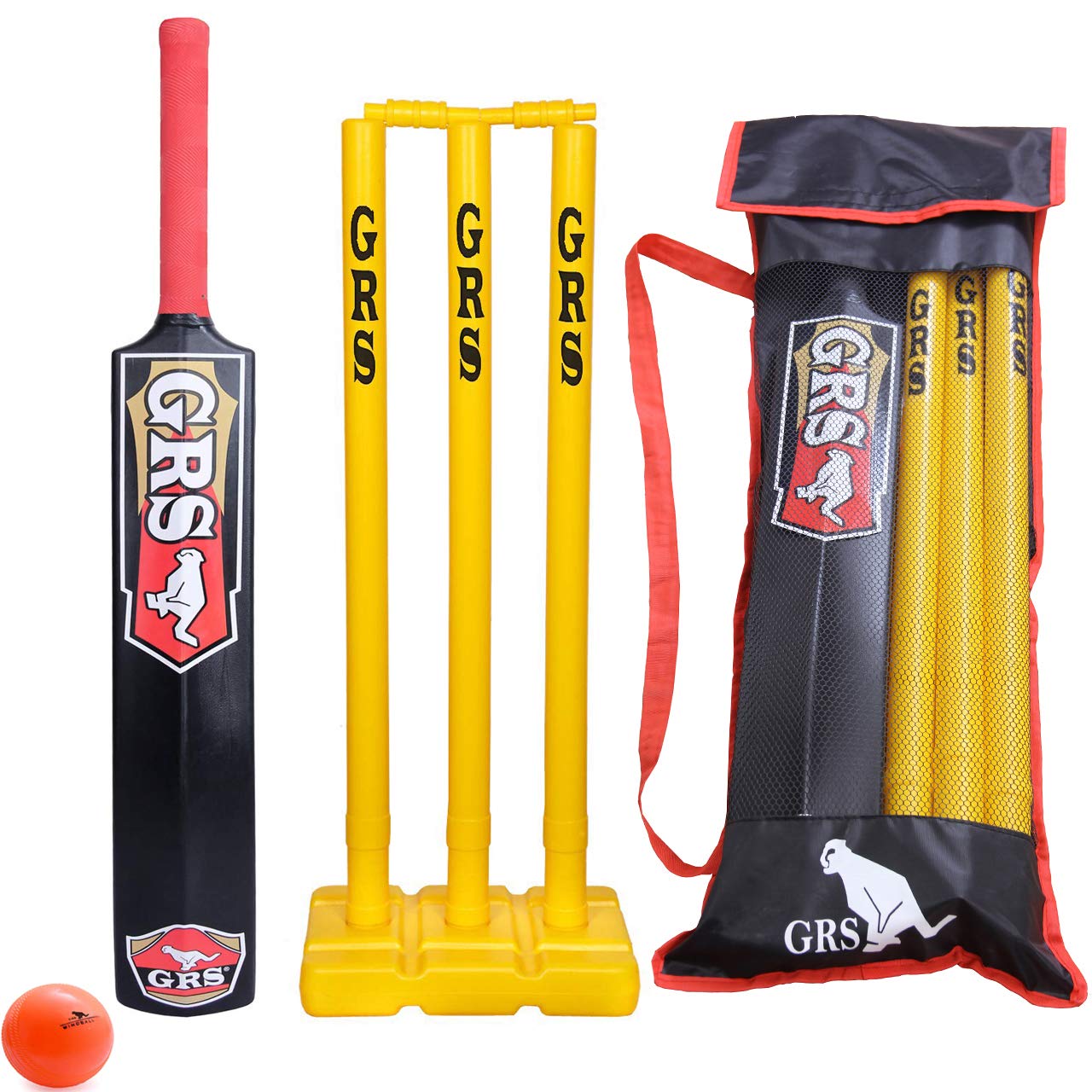 GRS® Plastic Cricket kit for All Age Groups and Sizes (1 Piece Cricket Bat, 3 Piece Wickets, 1 Piece Base, 2 Piece Bails, 1 Piece Wind Ball, 1 Piece Kit Bag) (7, for Age Group 15+ Years) (B08NHKQQ7B) Amazon Price History, Amazon Price Tracker