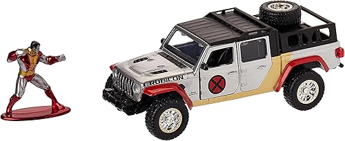 Jada Toys 253223012, Marvel X Men Jeep Gladiator with Colossus Figure, Marvel X Men Jeep Metal Gladiator with Freewheel, Openable Doors, Rubber