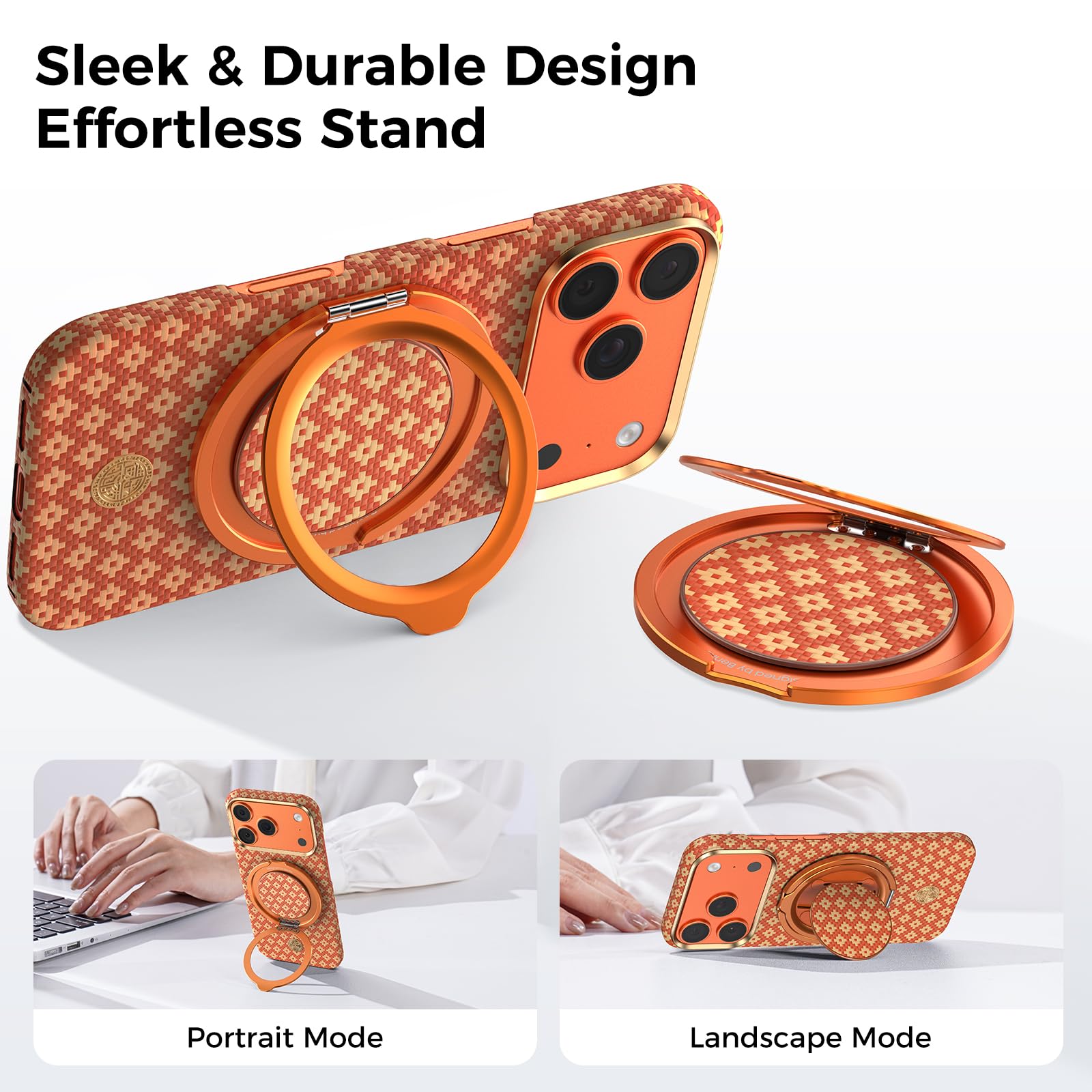 BENKS Magnetyczny pierścień do telefonu MagSafe 2 w 1 uchwyt i uchwyt, obrót o 360°, uchwyt 180°, pierścień Kevlar z paskiem, ergonomiczny uchwyt do iPhone'a 17/16/15/14/13 Pro Max