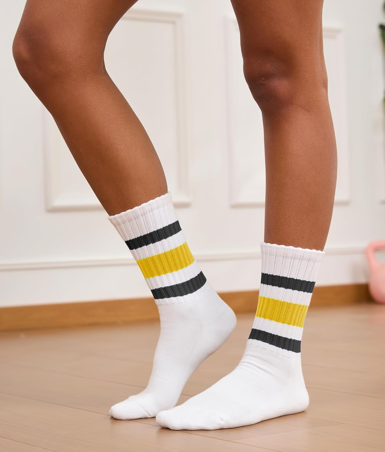 Women's Scrunch Crew Socks Retro 3-Pack Solid Cotton Boot Calf Chunky Ribbed Cozy Slouchy Socks Size 5-11 - Image 3