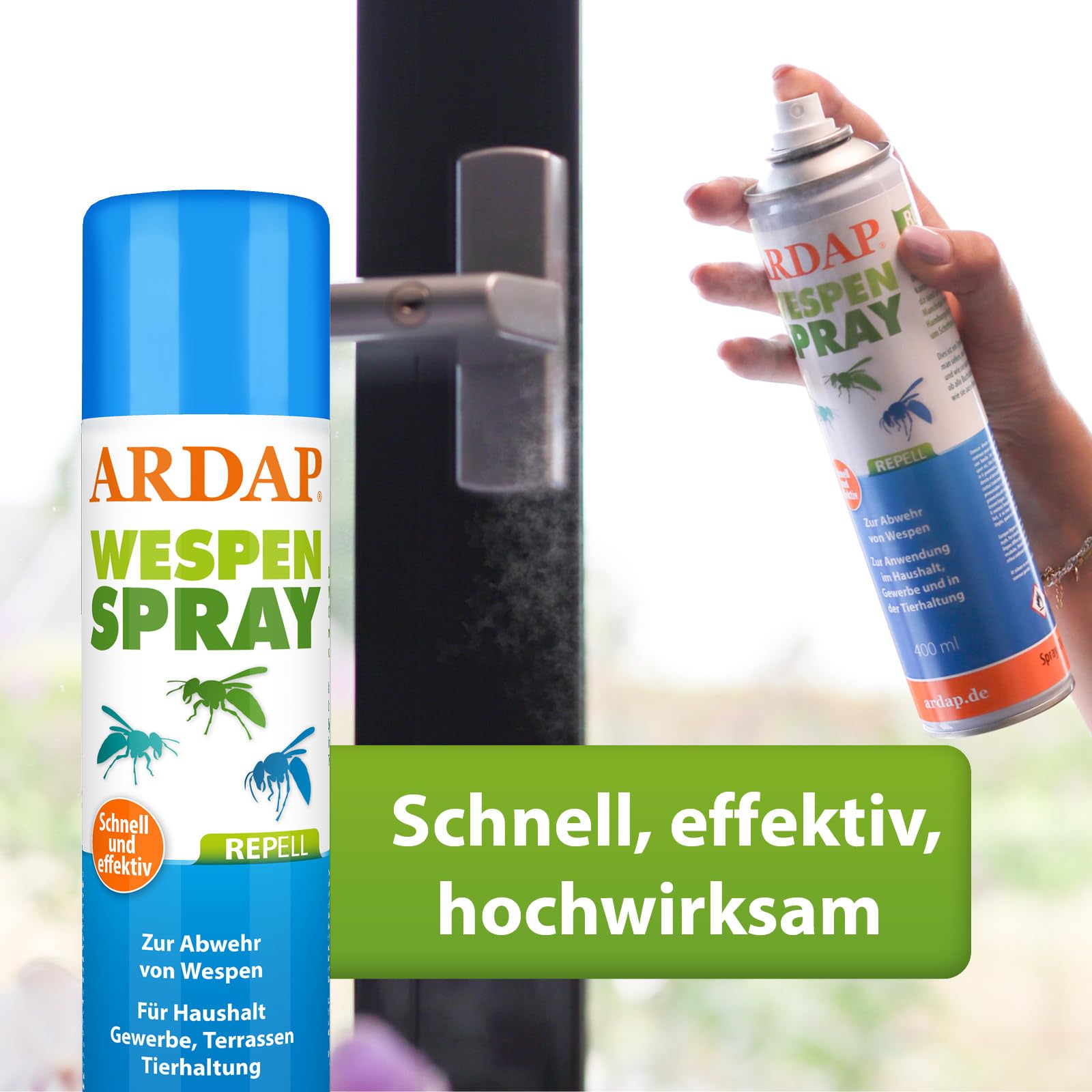 ARDAP Repell Wespenspray 3 x 400ml - Wespen vertreiben - Wespen Spray - Anti Wespen Outdoor - Wespenspray Sofortwirkung - Insektenspray Wespen - Spray gegen Wespen - Wirkt schnell (PT19)