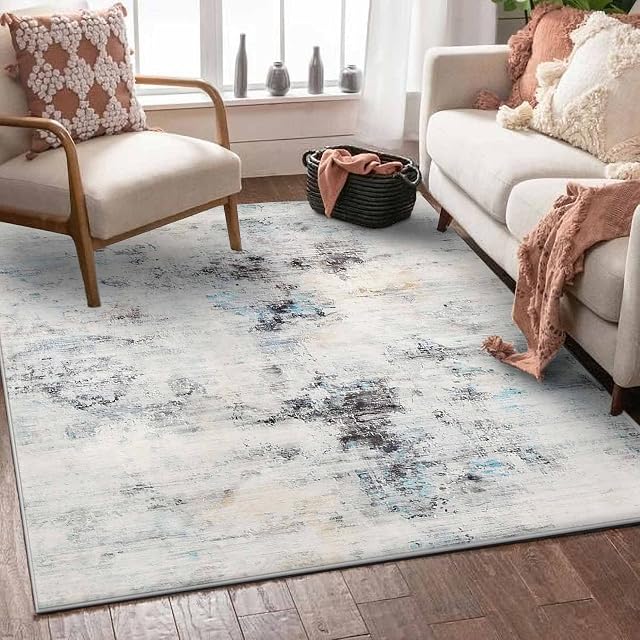 Rugs Modern Soft Abstract Area Rugs for Living Room/Bedroom/Kitchen & Dining Room,Medium Pile Home Decor Carpet Floor Mat (Grey9, 3' 11" x 5' 3")