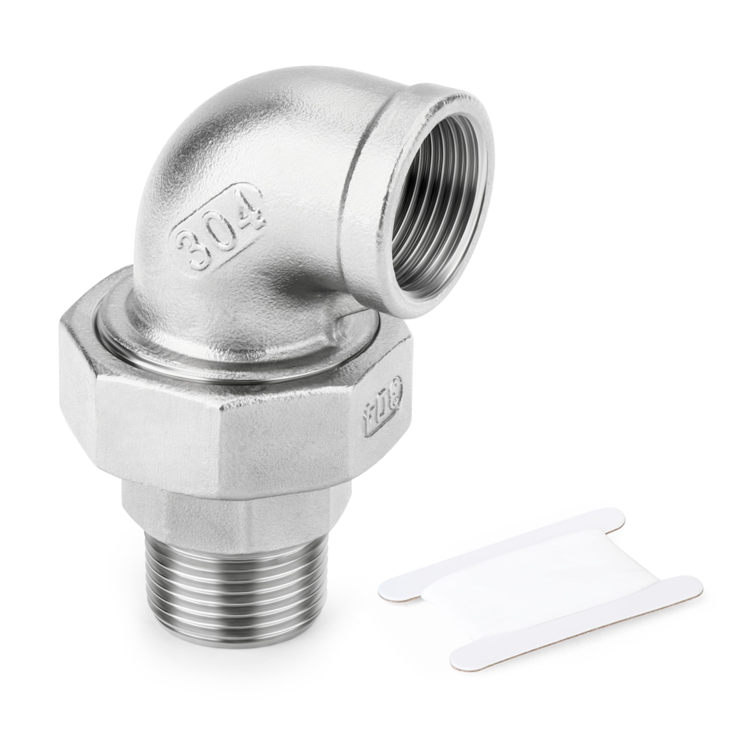 Coude à 90° Acier Inoxydable 304 - Raccord Fileté 1/2" BSP Mâle-femelle - Pour Plomberie, Industrie