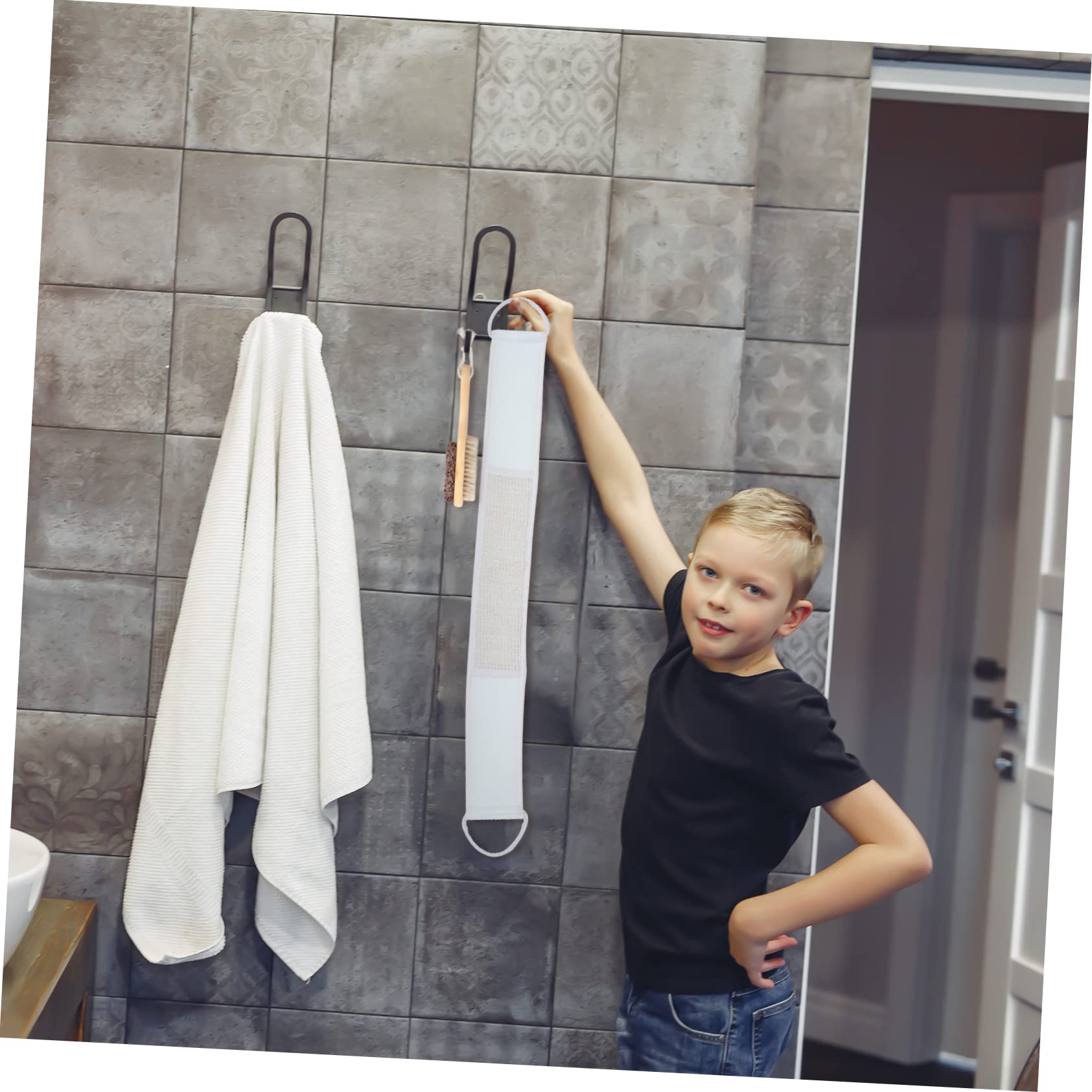 6 Stück Bade und Massage Peeling mit Holzgriff und Nylonborsten für Rücken und Körper Inkl Bimsstein für Spa und Dusche