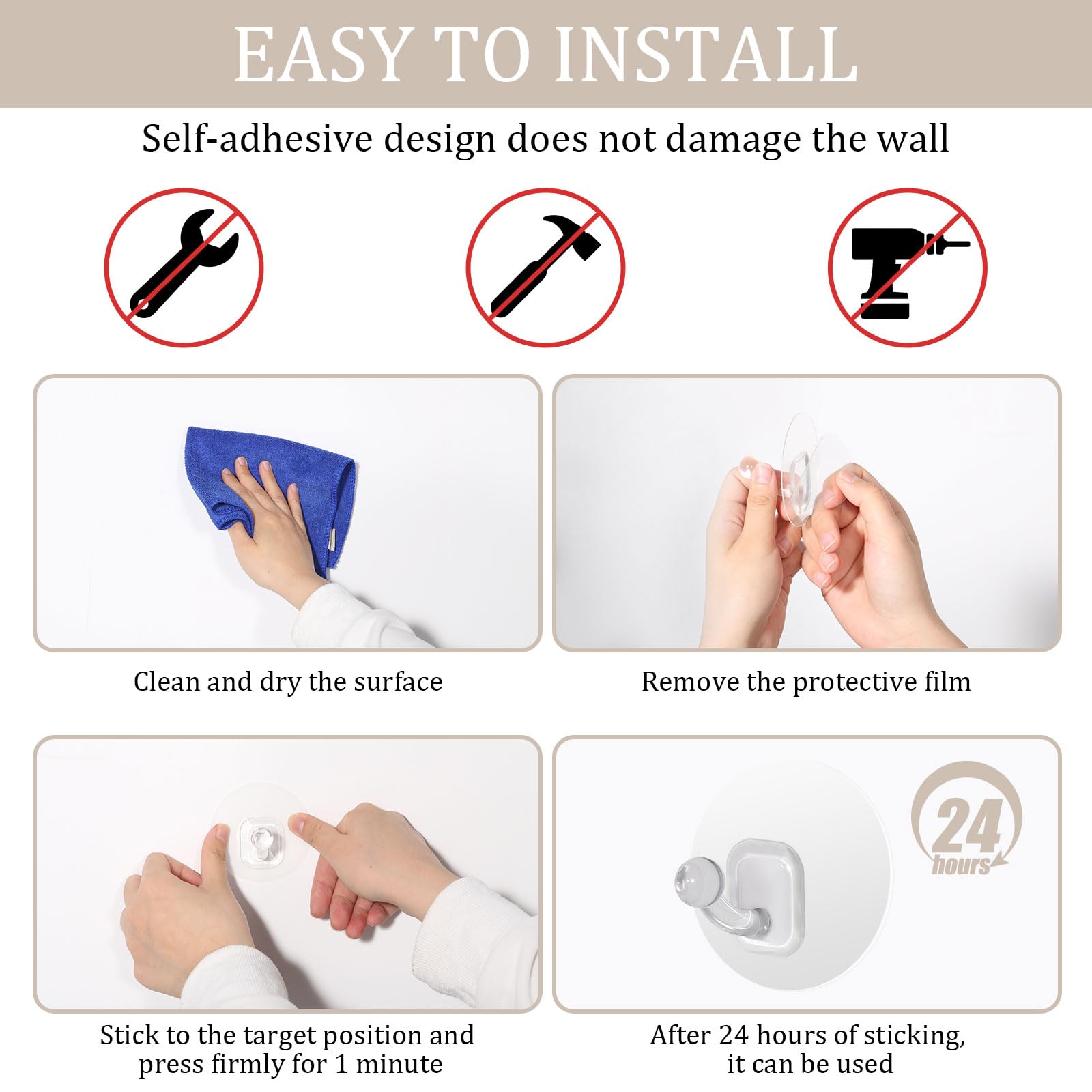 FlyWave Ganci Adesivi 15 Pezzi, Ganci Adesivi Trasparenti Privo di Punzonatura, Super Appiccicoso Gancetti Adesivi, Gancio Adesivo Adatto per Cucina e Bagno, Fino a 10 KG
