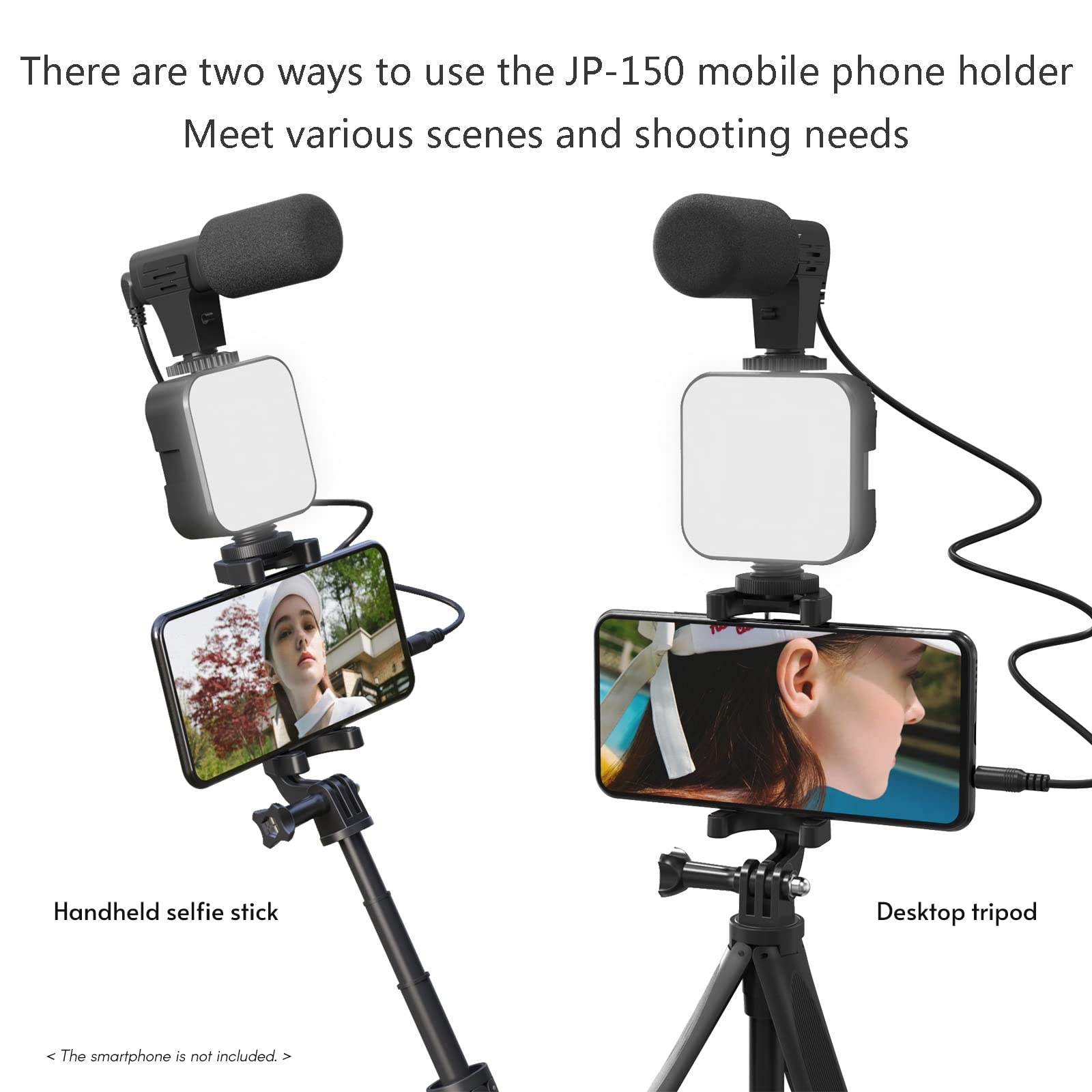 Kit de vlogging, kit de video para cámara de teléfono inteligente Andoer, clip, cable de audio TRS a TRRS de 3.5 mm para transmisión en vivo YouTube Grabación de video