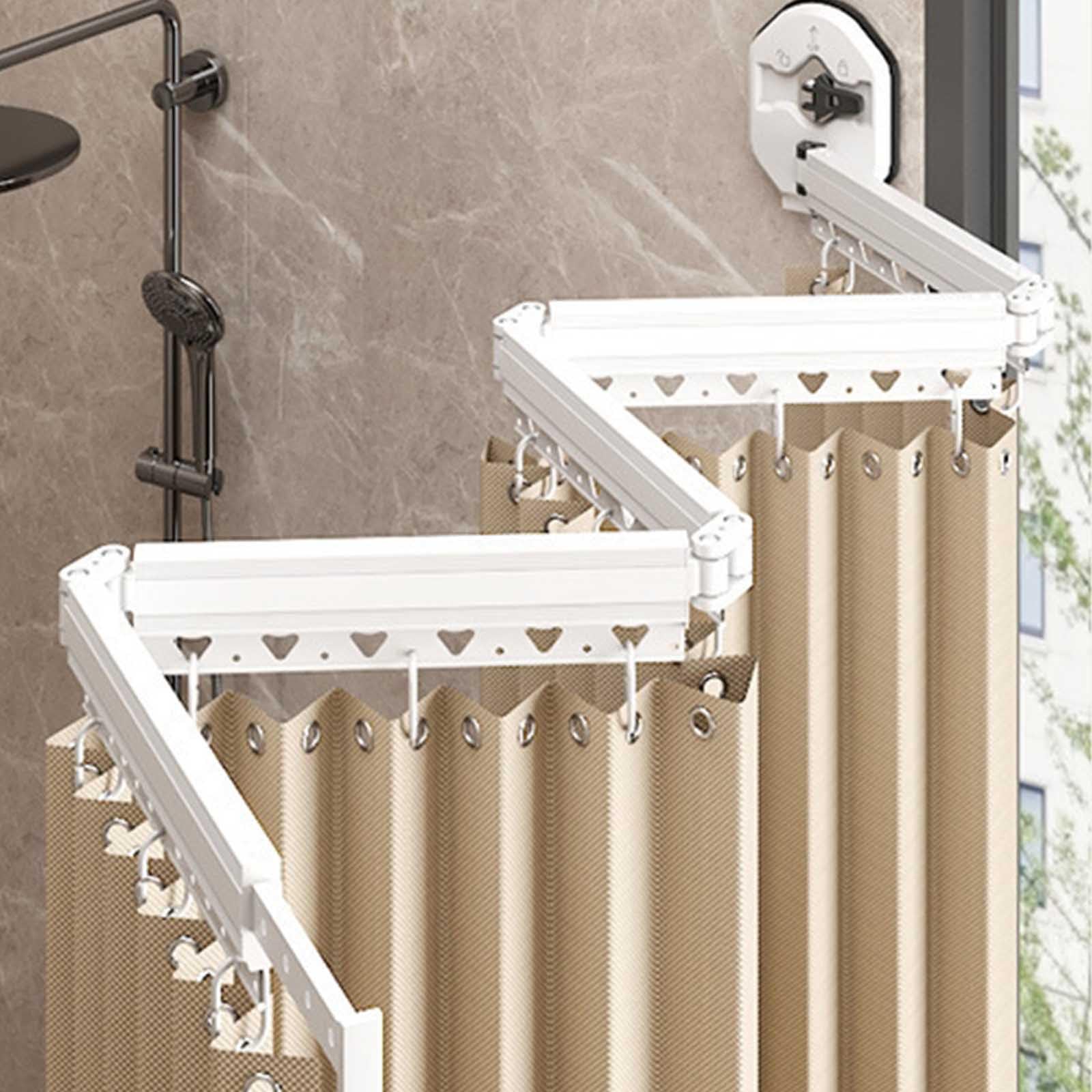 Tringle à rideau de douche pliable en aluminium pour petite salle de bains