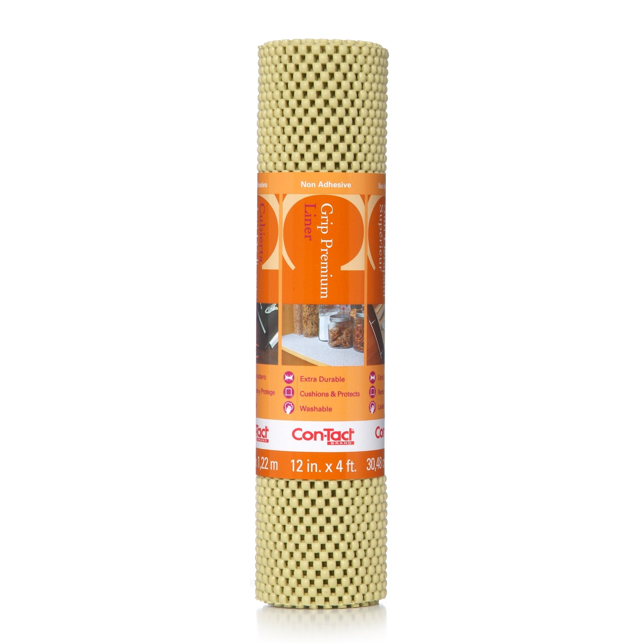 Con-Tact Brand Grip Premium Thick Non-Adhesive Shelf and Drawer Liner, 12" x 4', Lemongrass