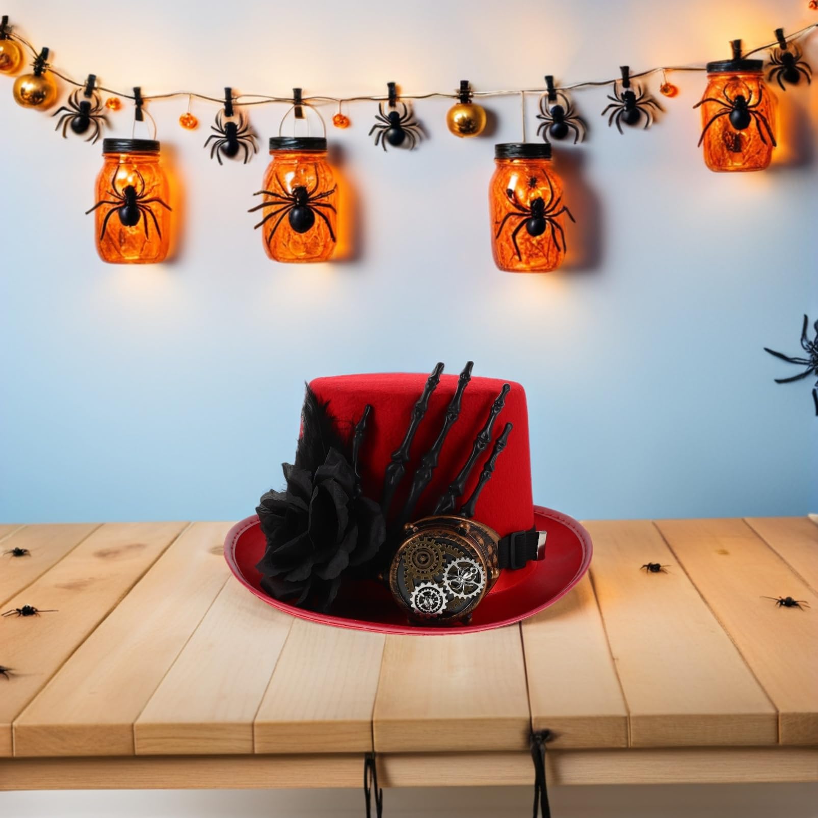 Didiseaon Sombrero de Copa de Halloween con Diseño de Calavera y Gorra de Disfraz Unisex para Fiesta de Cosplay Accesorios de Disfraz Sombrero Steampunk para Hombres y Mujeres