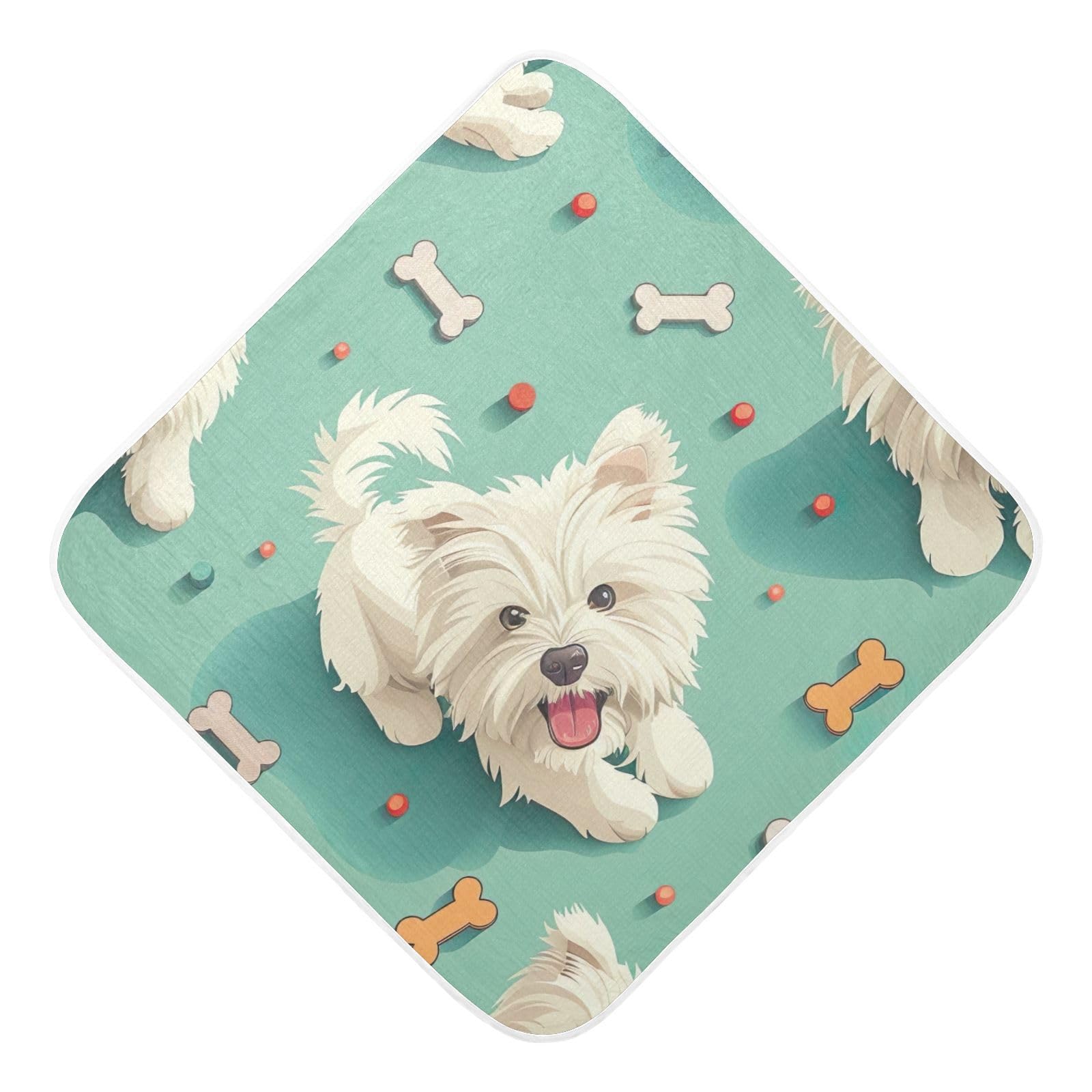 PaChyLuu West Highland Terrier Baby Hooded Towel Soft Cotton Baby Towels Ultra Absorbent Bath Towel for Babies Boys Girls, 35x35 Inch