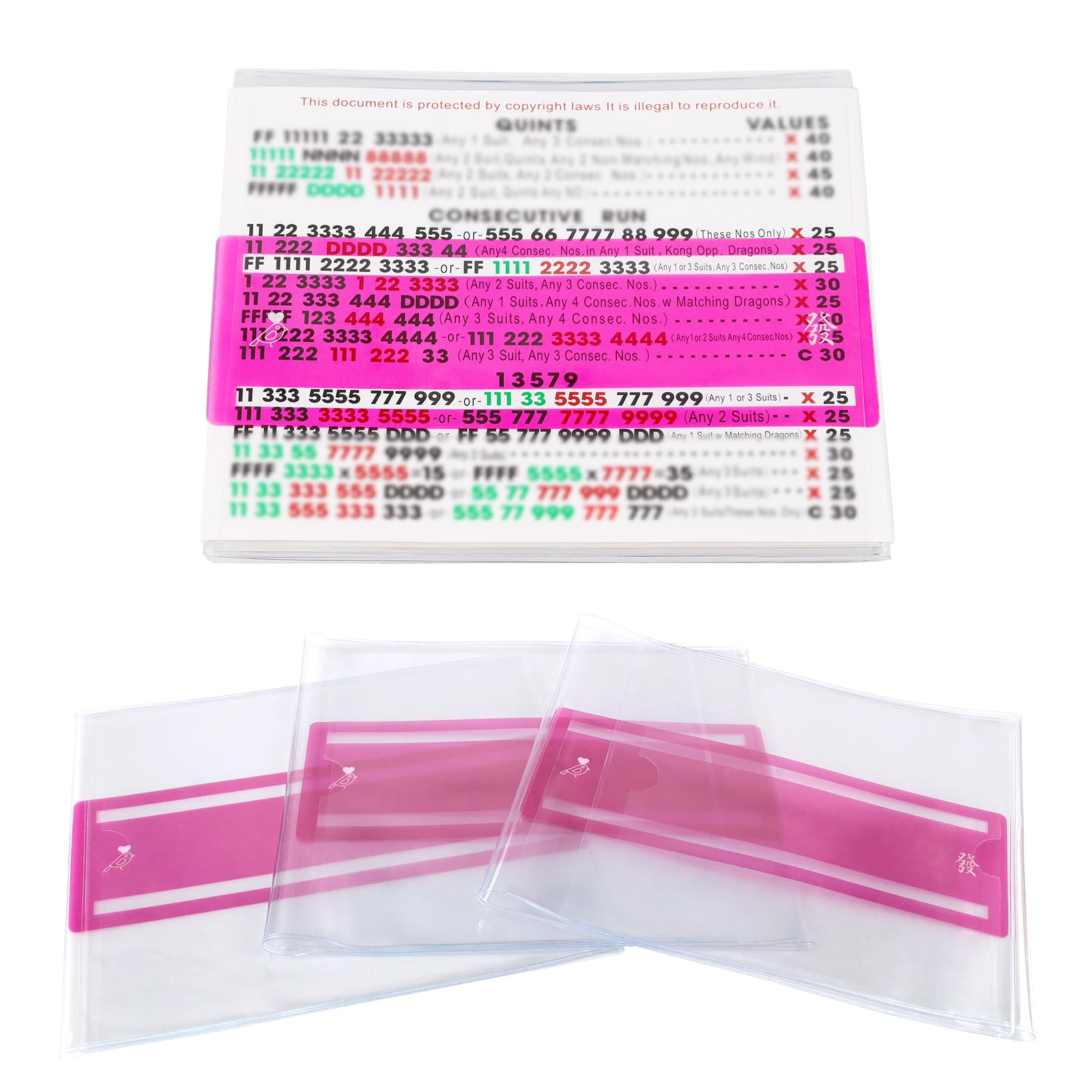 Mahjong Card Sleeve Positioning Set (Includes 4Pcs Mahjong Card Sleeve and 4Pcs Line Finder), Use together to Protect Your Mah jong Cards and Quickly