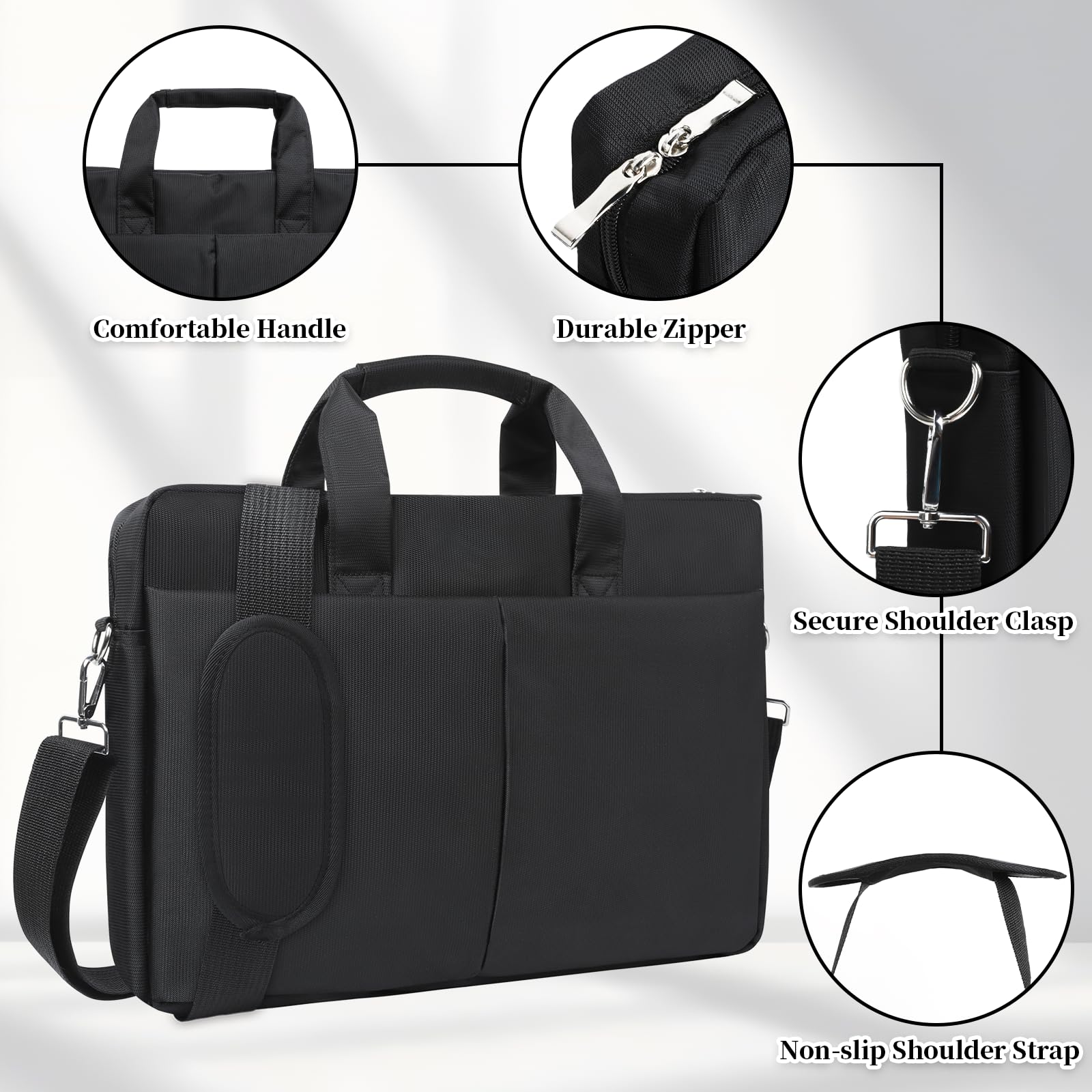 Cozary Borsa Porta PC 15, 15,6 e 16 Pollici, Porta PC Portatile, Custodia Computer Portatile, Impermeabile Borsa Messenger con Tracolla per Affari, Viaggi, Lavoro, Nera