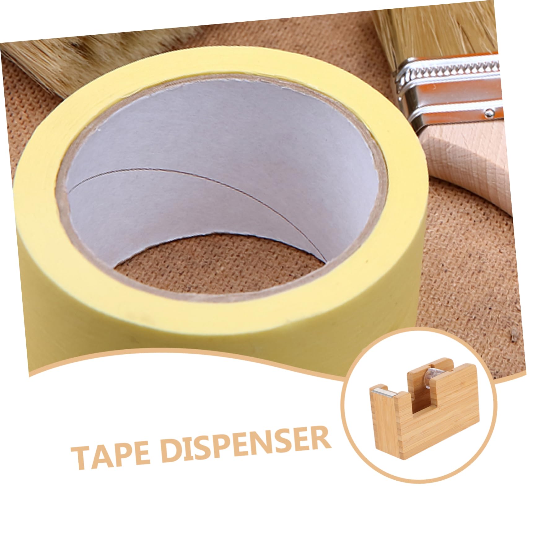 HOMSFOU 2 Pezzi Distributore Nastro Adesivo Portatile Bamboo per Nastro Adesivo per Ufficio e Scuola Design Elegante e Facilita Utilizzo