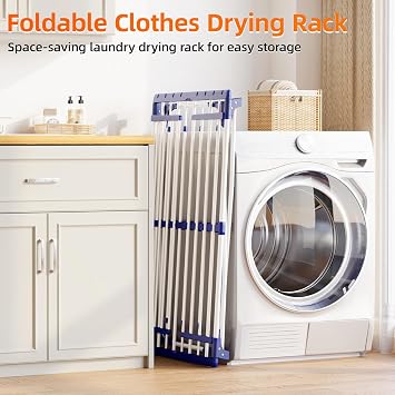 KINGBOARD Clothes Airer Extendable Clothes Drying Rack | Gullwing Laundry Rack, Collapsible Space-Saving Drying Rack for Clothes