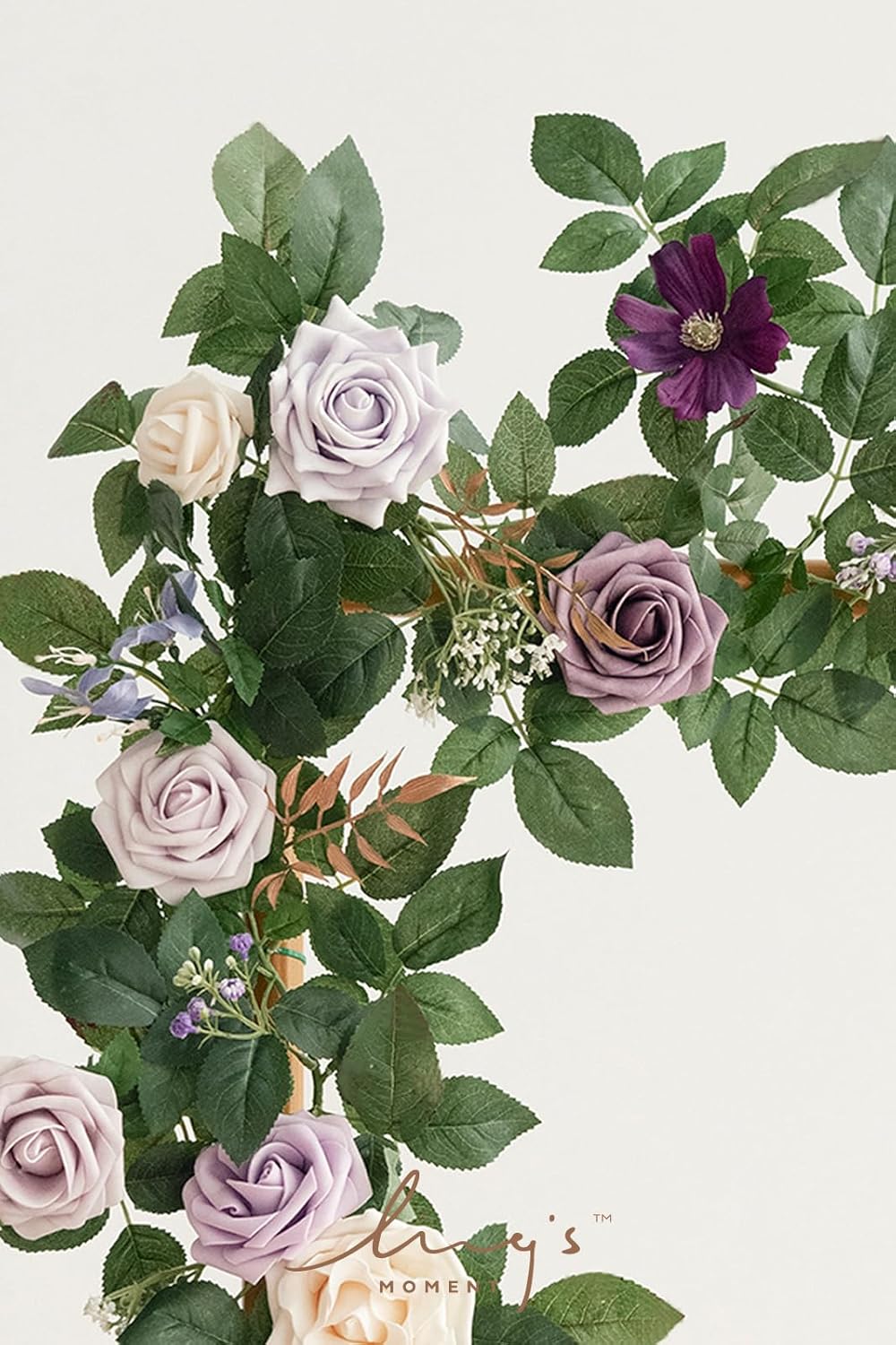 Ling's Moment 5FT Light Purple Artificial Flower Arch with Rose Leaves and Lilac for Wedding Party Backdrop Decor