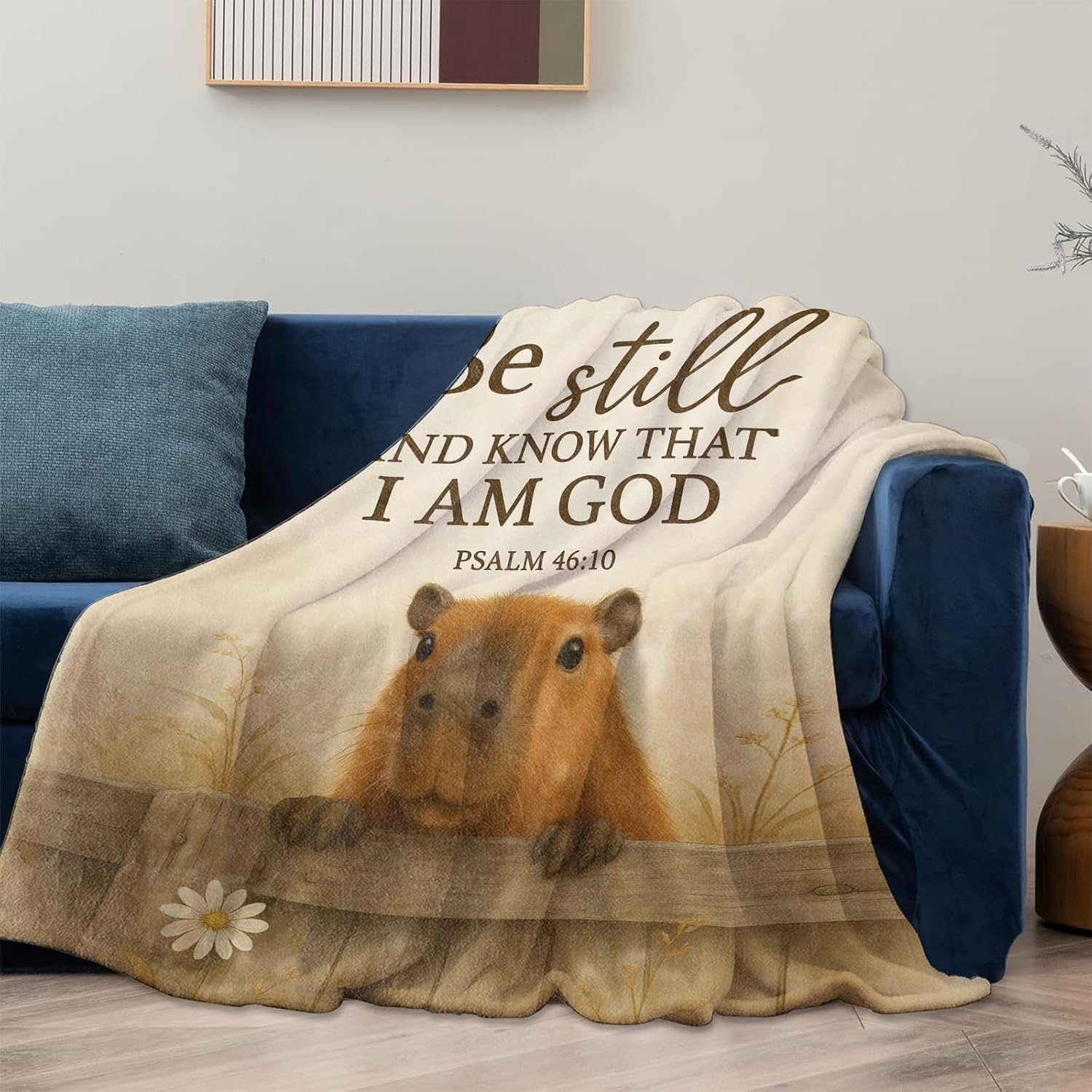 Capybara Christian Blanket Gifts for Women Adults, Soft Warm Lightweight Flannel Throw Blankets for Camping Bedroom Living Room Home Sofa Travel Decor 50" x 60"