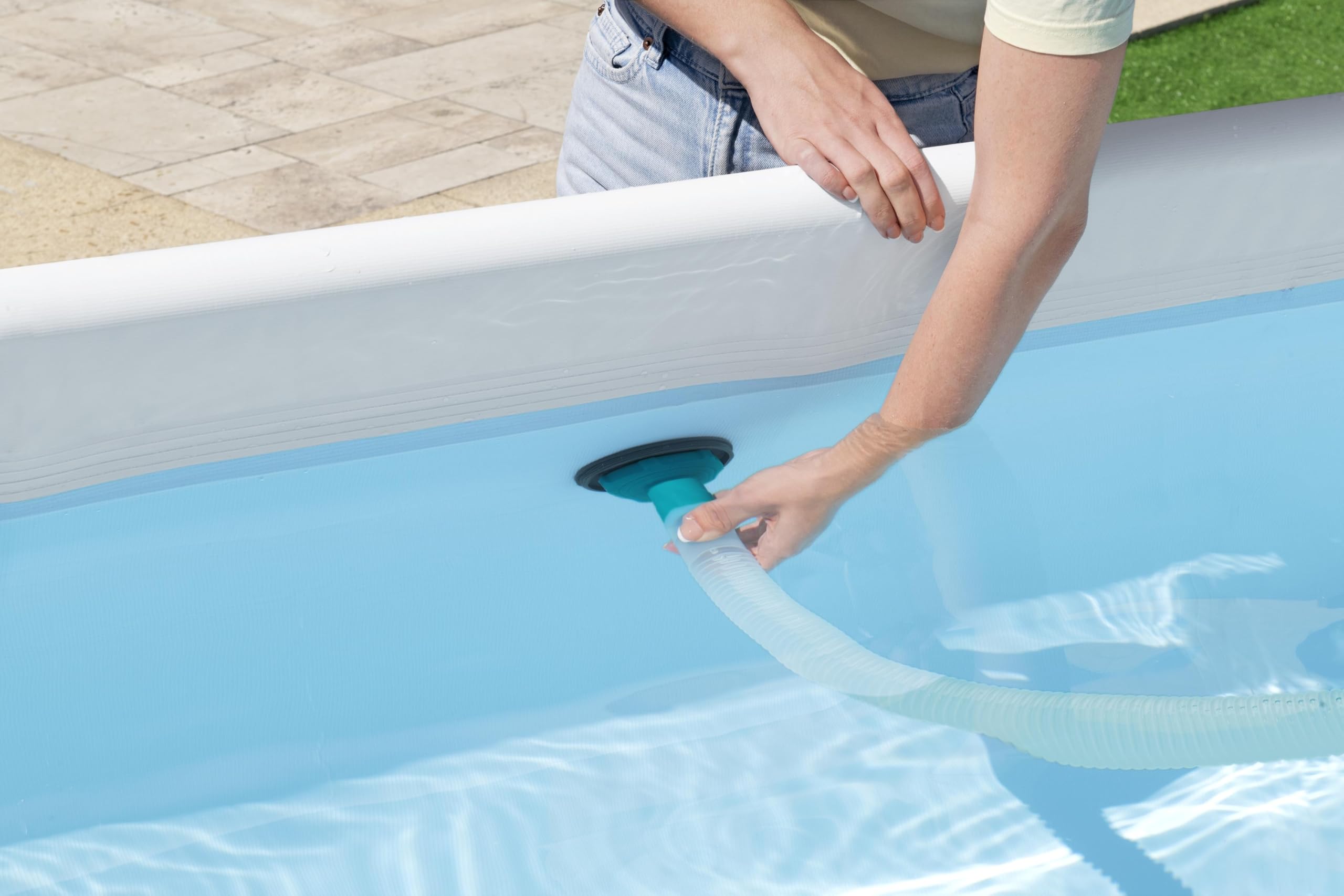 Bestway - Kit de Nettoyage Piscine Hors Sol, Skimmer Flottant + aspirateur Venturi + épuisette + Perche alu télescopique 2,79 m + Tuyau 7,50 m