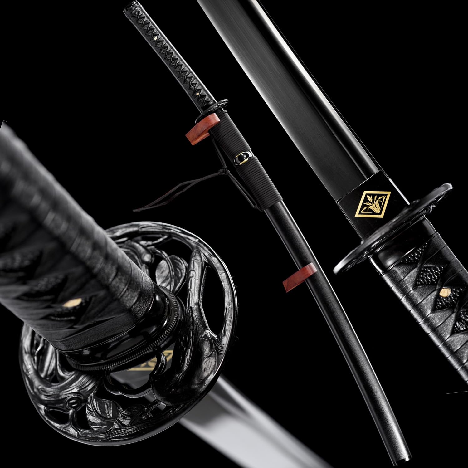 HERO SWORD Black Japanese Katana 9260 Spring Steel Full Tang Blade Samurai Sword Real Sharp Cool Weapon for Mens Combat Ready