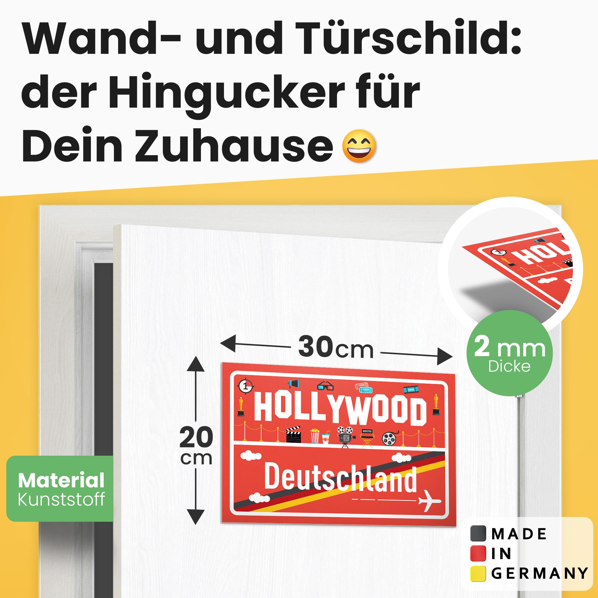 DankeDir! Hollywood Place Sign, Plastic Sign 30 x 20 cm - Image 2