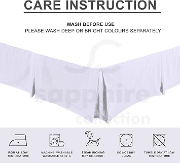 Sapphire Collection PLAIN DYED POLY COTTON PLEATED PLATFORM BASE VALANCE SHEETS (Double, White)