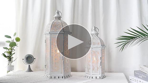 Amazon.com: TRIROCKS 2 Set of White Rustic Metal Lanterns