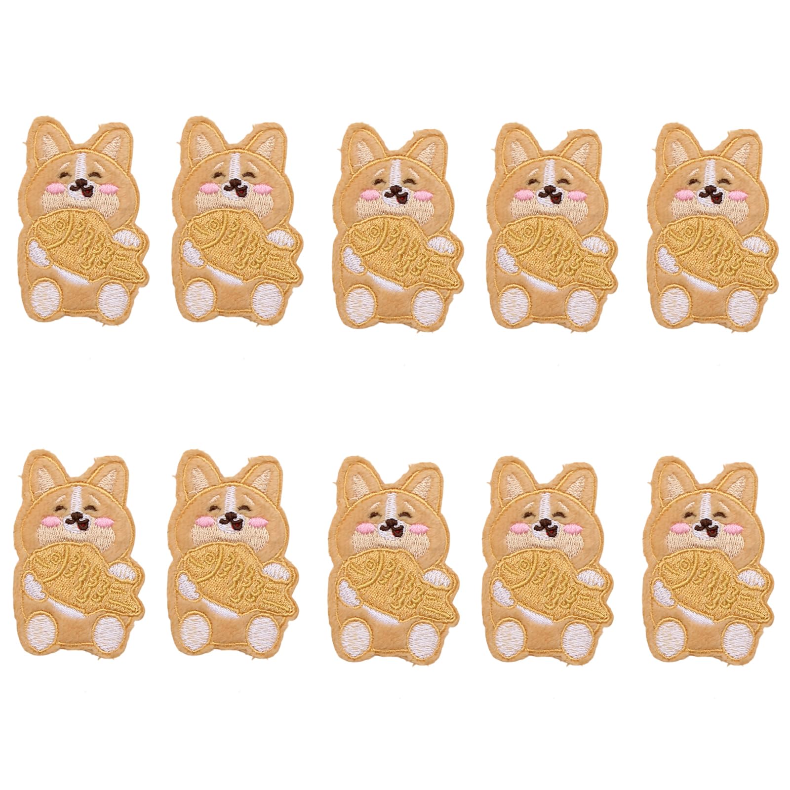 Jazuaiao 10Pcs Dog Embroidered Iron on Fabric Patches Adhesive Embroidery Applique for Kids Clothing Backpacks Hat Bag Sewing Dog Iron on Patches