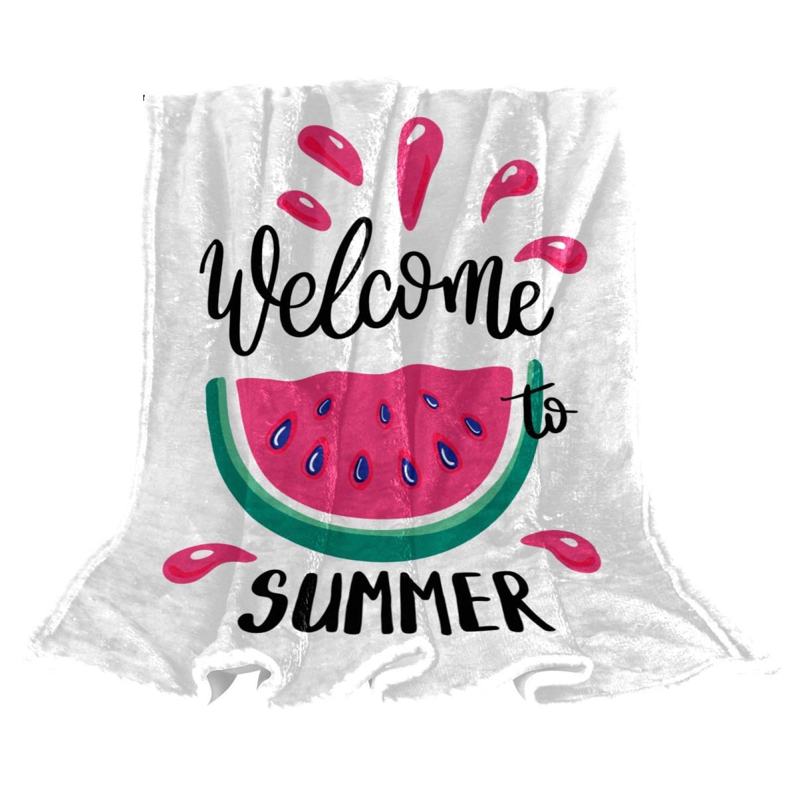 Couverture polaire de literie au fini velours et motif fruit d'été pour lit et canapé
