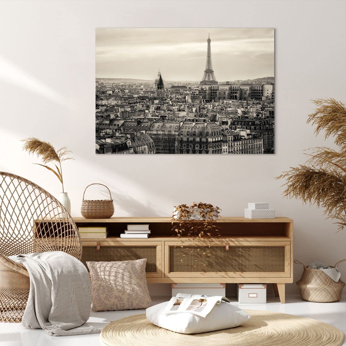 Tableau Sur Toile Moderne 100x70cm Paris Ville - Décoration Murale Grand Format Horizontal