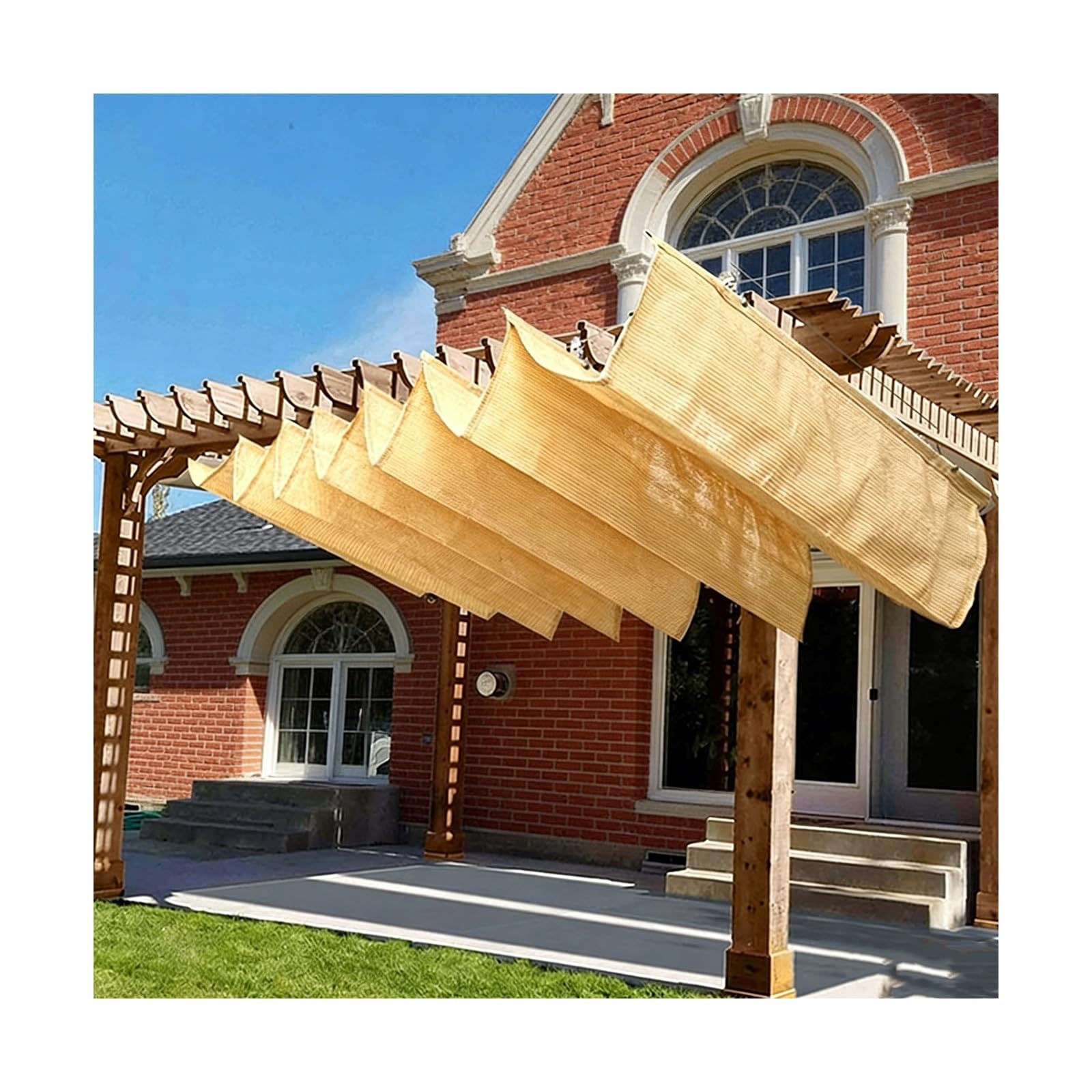 Voile d'ombrage rétractable pergola terrasse protection solaire anti UV étanche avec fixation
