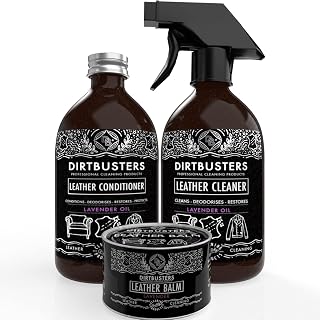 Dirtbusters Leather Cleaner And Conditioner With Protective Balm Cleaning Care Kit, Lavender - Clean, Condition, Protect & Restore, Use On Sofas, Furniture, Shoes, Bags & Car Seats (2x500ml & 150g)