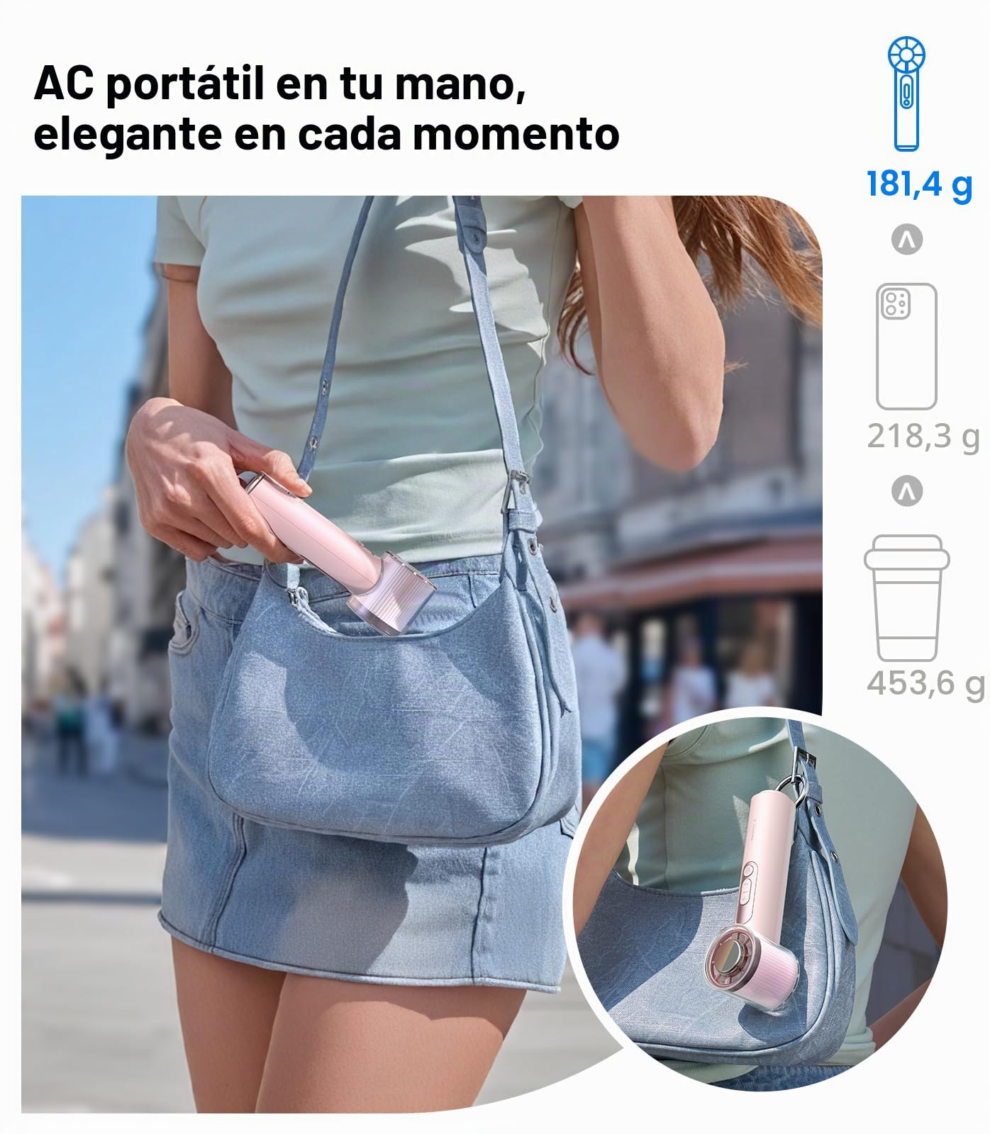 TORRAS Coolify iva - Ventilador portátil para enfriar hielo de 5000 mAh, ventilador personal recargable de 0 a 100 velocidades, ajustable, súper mini pero potente ventilador portátil