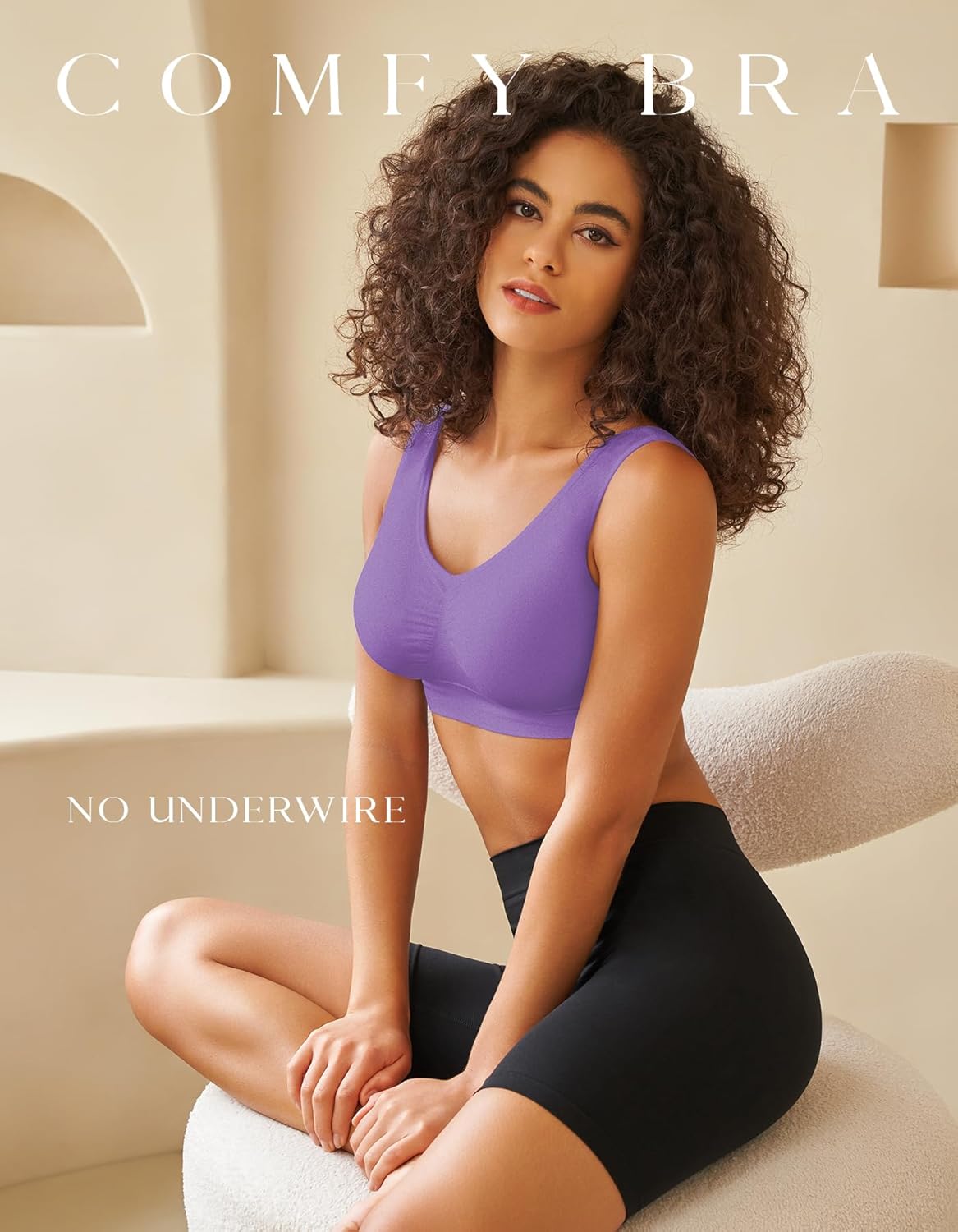 Womens Sports Bras, Yoga Comfort Seamless Stretchy Sports Bra for Women 3 Pack - Image 2