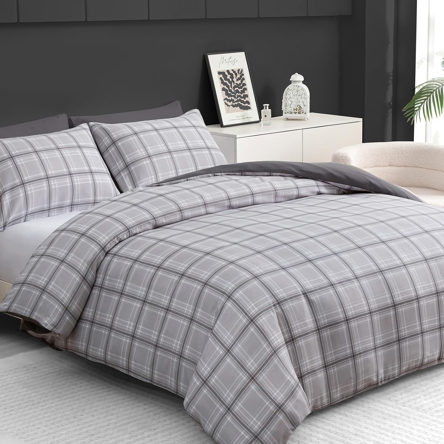 Pamposh 4 Pcs King Size Duvet Cover Sets with Matching White King Size Fitted Sheets 40 cm Extra Deep Pocket - Premium Microfibre Reversible Quilt Cover Bedding Set For All Seasons โ image 1