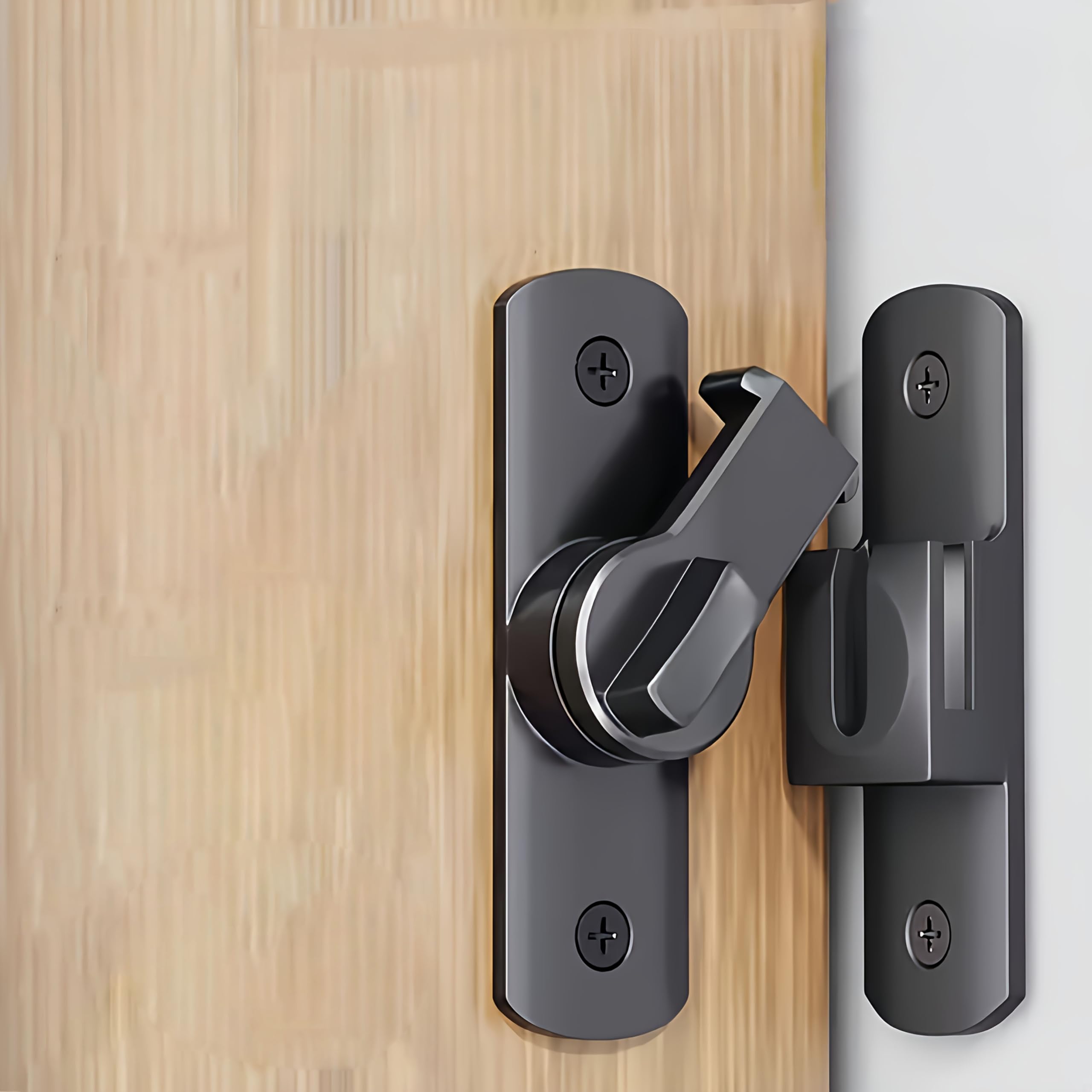 Black Heavy Duty Security Door Lock Handle,Grade Adjustable Sliding Deadbolt with 90°/180° Latch,Anti-Pick for Home and Office,Door Dead Bolts