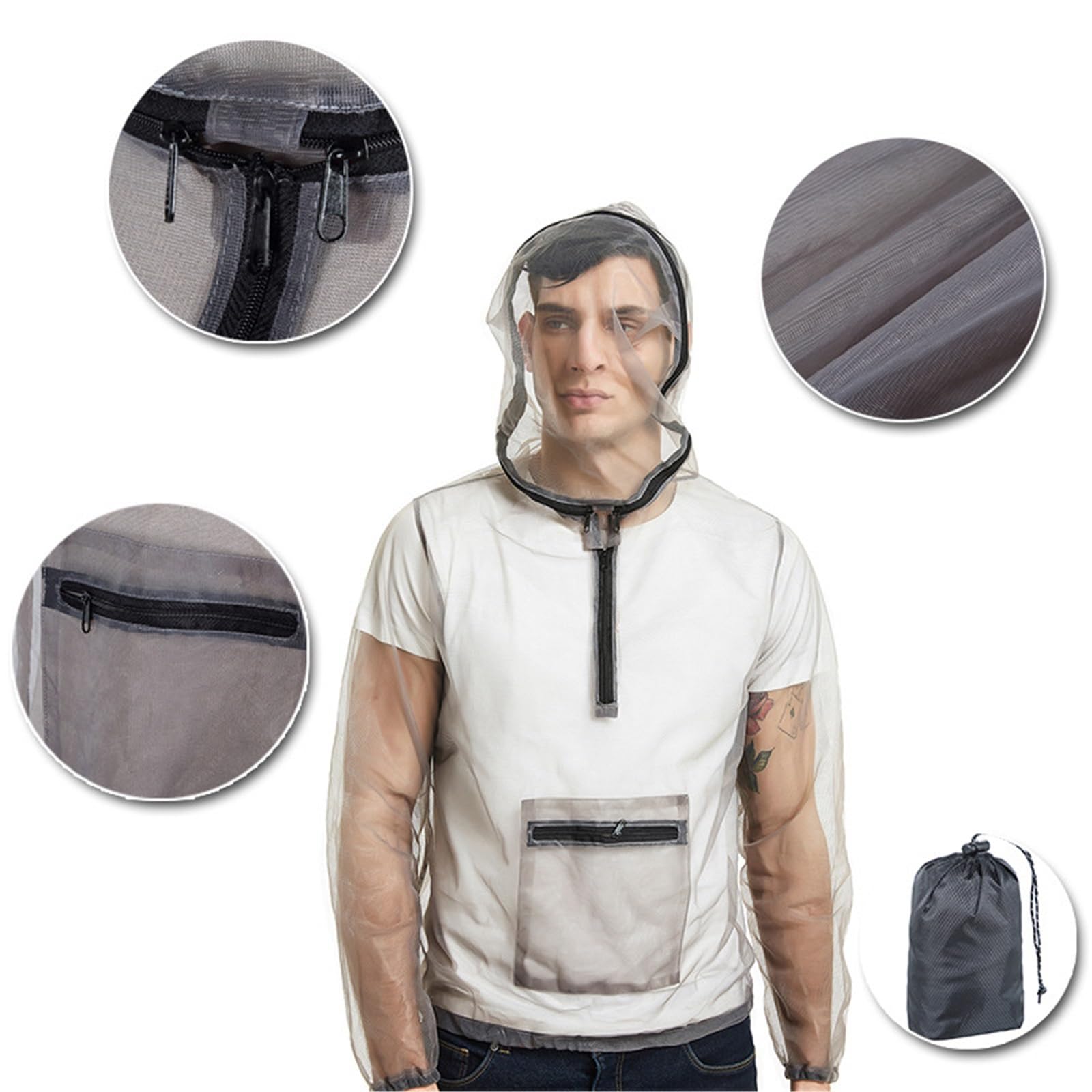 **Jungle Adventure Insektenschutzjacke mit Kapuze, Anti-Moskito-Netz-Schutzanzug