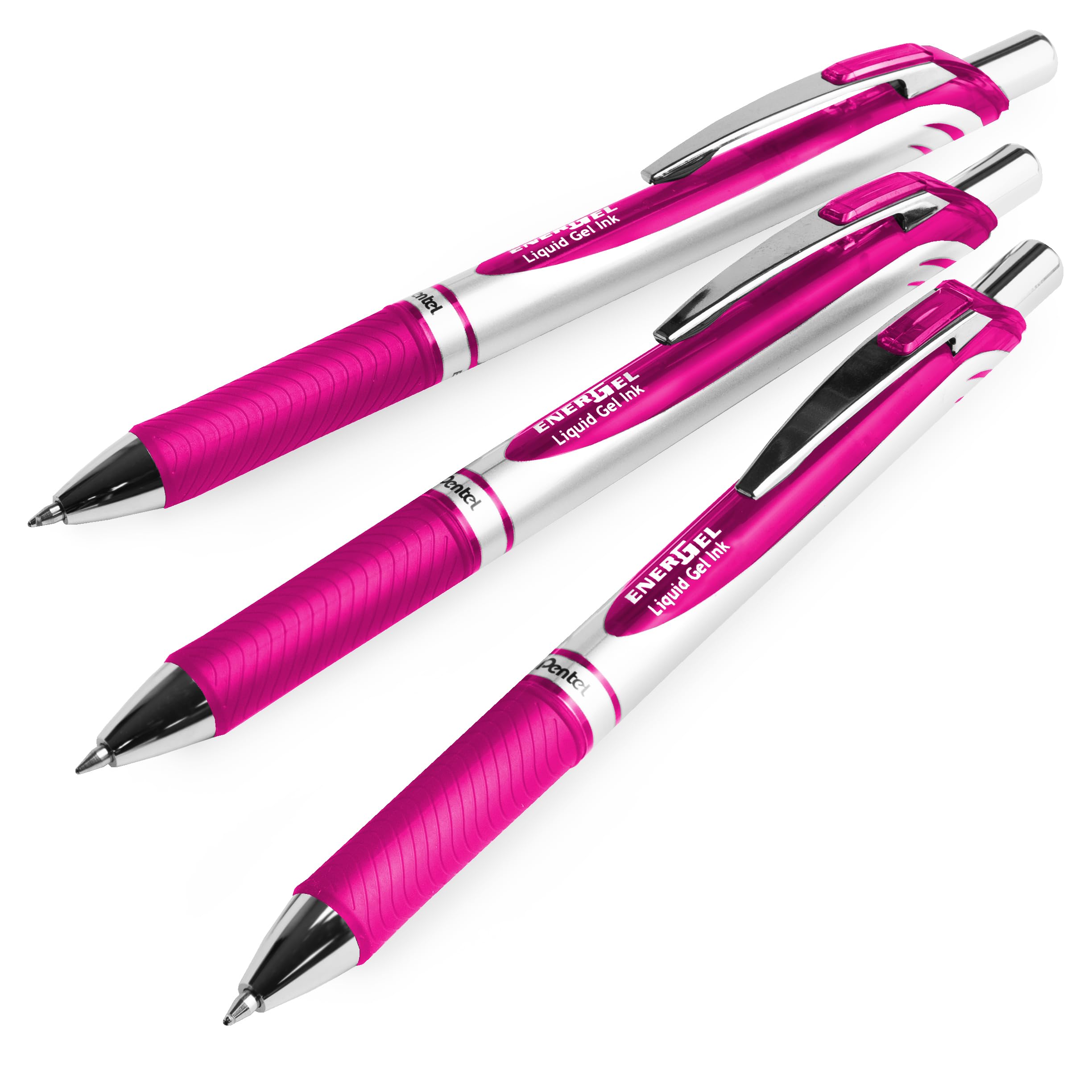 Pentel EnerGel XM BL77 - Retractable Liquid Gel Ink Pen - 0.7mm - 54% Recycled - In Envelope Gift Packaging - Pack of 3 - Pink - Image 2