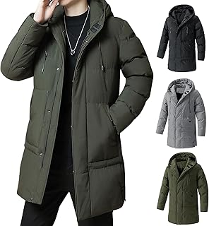 [ANONIE] メンズ ダウンコート ダウンジャケット ロングコート 中綿 ジャケット 膝丈 大きいサイズ 厚手 防風 防寒 シンプルデザイン 暖かい 冬服 無地 アウター
